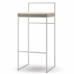 Department Barhocker Mit Rückenlehne 90 Cm, Weiß / Beige Samt