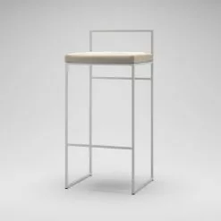 Department Barhocker Mit Rückenlehne 90 Cm, Weiß / Beige Samt -Cozy Living department barstuhl mit hoher ruckenlehne schwarz 166