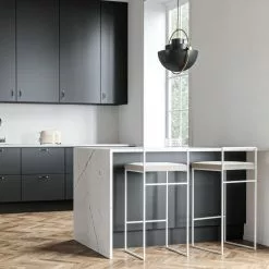 Department Barhocker Mit Rückenlehne 90 Cm, Weiß / Beige Samt -Cozy Living department barstuhl mit hoher ruckenlehne schwarz 168