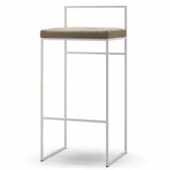 Department Barhocker Mit Rückenlehne 90 Cm, Weiß / Taupe Samt