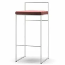 Department Barhocker Mit Rückenlehne 90 Cm, Weiß / Rost Samt