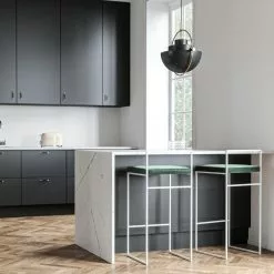 Department Barhocker Mit Rückenlehne 90 Cm, Weiß / Grün Samt -Cozy Living department barstuhl mit hoher ruckenlehne schwarz 188