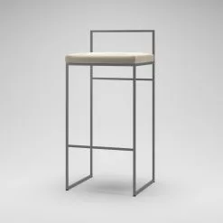 Department Barhocker Mit Rückenlehne 90 Cm, Grau / Beige Samt -Cozy Living department barstuhl mit hoher ruckenlehne schwarz 193