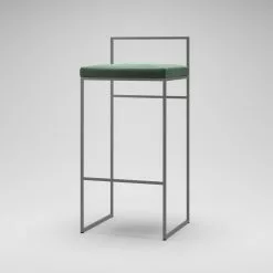 Department Barhocker Mit Rückenlehne 90 Cm, Grau / Grün Samt -Cozy Living department barstuhl mit hoher ruckenlehne schwarz 214