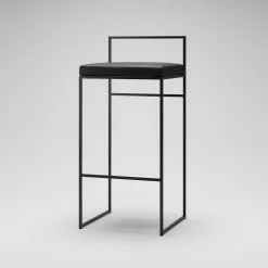 Department Barhocker Mit Rückenlehne 90 Cm, Schwarz / Schwarz Leder -Cozy Living department barstuhl mit hoher ruckenlehne schwarz 76