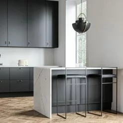 Department Barhocker Mit Rückenlehne 90 Cm, Schwarz / Schwarz Leder -Cozy Living department barstuhl mit hoher ruckenlehne schwarz 78