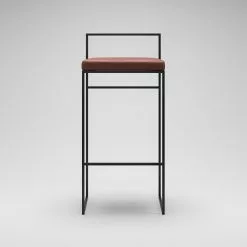 Department Barhocker Mit Rückenlehne 90 Cm, Schwarz / Braun Leder -Cozy Living department barstuhl mit hoher ruckenlehne schwarz 84