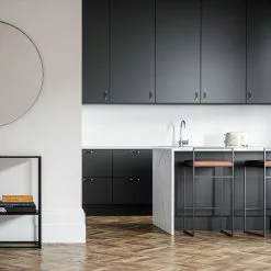 Department Barhocker Mit Rückenlehne 90 Cm, Schwarz / Braun Leder -Cozy Living department barstuhl mit hoher ruckenlehne schwarz 85