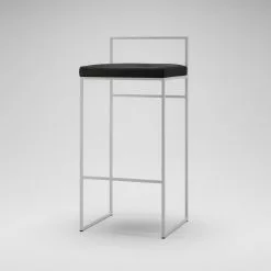 Department Barhocker Mit Rückenlehne 90 Cm, Weiß / Schwarz Samt -Cozy Living department barstuhl mit hoher ruckenlehne schwarz 92