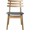 FDB Møbler J48 Dining Chair , Lacquered Oak / Black Leather