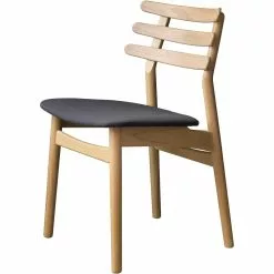 FDB Møbler J48 Dining Chair , Lacquered Oak / Black Leather -Cozy Living fdb mbler j48 dining chair 9