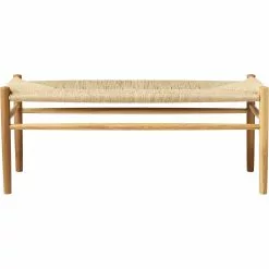 FDB Møbler J83B Bench, Natural Lacquered Oak / Seat Natural