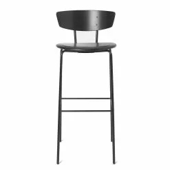 Ferm LIVING Herman Bar Chair High, Black/Black Leather
