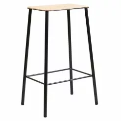 Frama Adam Stool Hocker H65cm, Mattschwarz/Naturledersitz