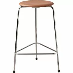 Fritz Hansen High Dot Barhocker, Walnussfarben / Chrom