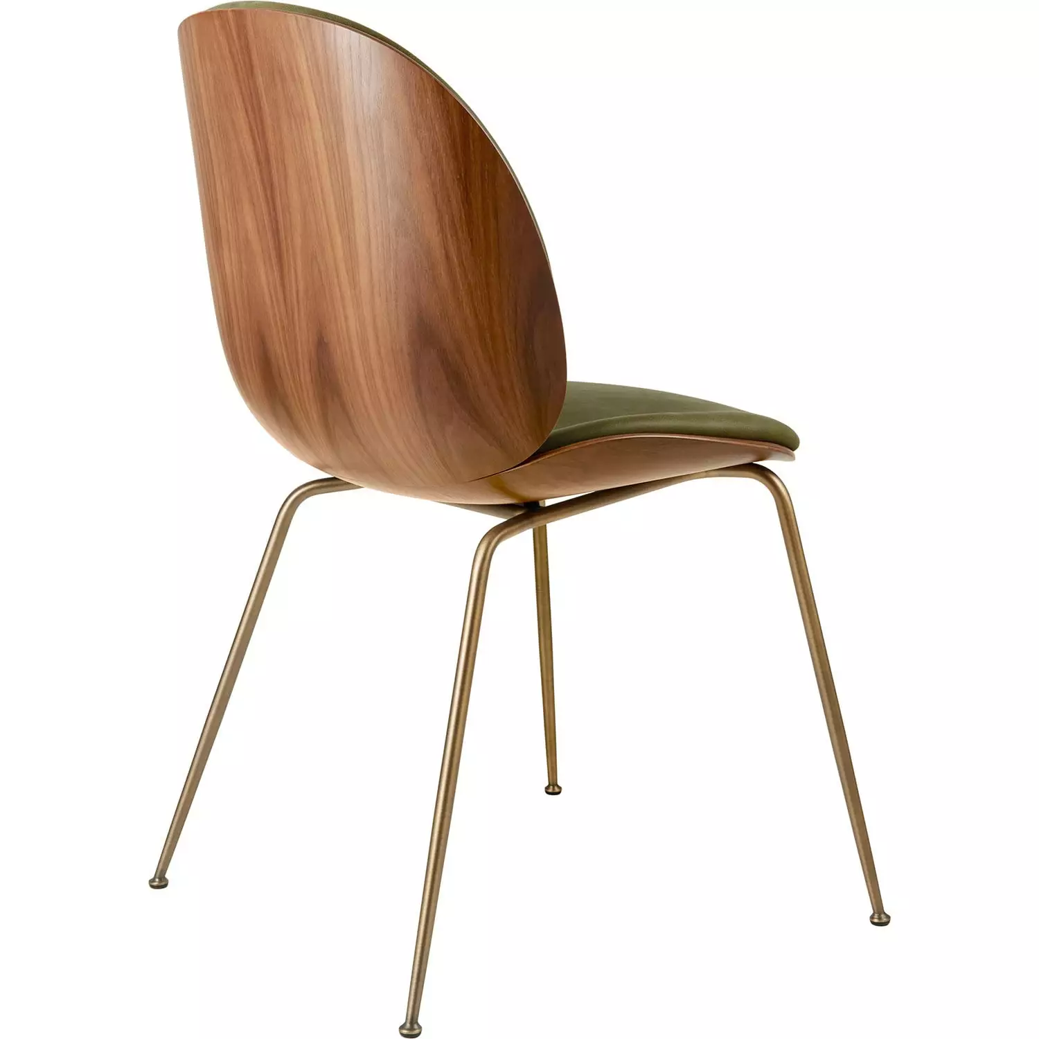 Gubi Beetle 3D Veneer Stuhl Walnussfarben/Messing, Soft Leather Army 3 Gubi Beetle 3D Veneer Stuhl Walnussfarben/Messing, Soft Leather Army – Bild 3