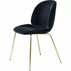 Gubi Beetle Stuhl Brass / Velvet, Sapphire Blue