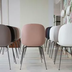 Gubi Beetle Dining Chair Un-upholstered, Conic Base Brass, Amber Brown -Cozy Living gubi beetle stuhl messing schwarz 2 2