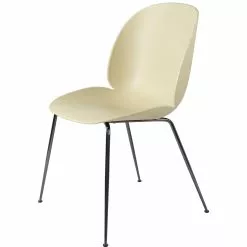 Gubi Beetle Dining Chair Unupholstered, Conic Base Black Chromed, Pastel Green