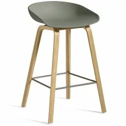 Hay AAS 32 Barhocker Niedrig, Mit Wasserlack Behandelte Eiche / Dunstgrün