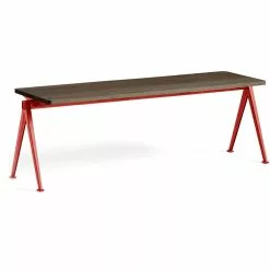 Hay Pyramid 11 Bank 140x40 Cm, Geräucherte Eiche / Tomato Red