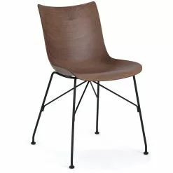 Kartell P/Wood Stuhl, Dunkles Holz / Schwarz