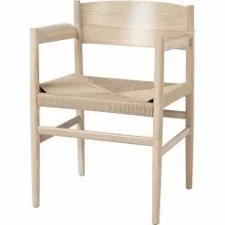 Mater Nestor Lehnstuhl, Matt Lackierte Eiche / Papierband